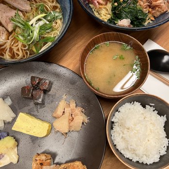 Okonomi YUJI Ramen - Fish with 5 sides set, ramen, bacon spinach carbonara - Breakfast & Brunch Near Me - New York, New York Okonomi YUJI Ramen - Fish with 5 sides set, ramen, bacon spinach carbonara - Breakfast & Brunch Near Me - New York, New York