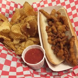 Cappie's Drive In - Fried clam strip sandwich with cross cut fries