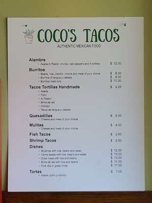 Menu photo 8 Coco's Tacos Gardena, CA
