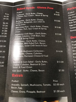 Menu photo 3 Jane's Baked Spuds Mount Evelyn, VIC