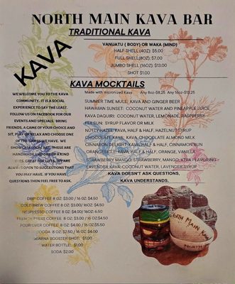Menu photo 2 North Main Kava Bar Lowell, NC