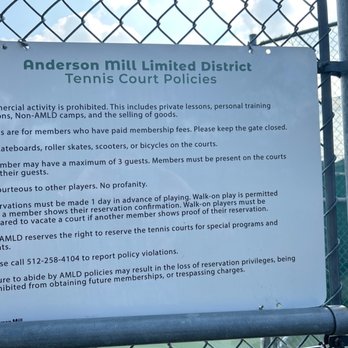 Anderson Mill park - Private courts - Tennis Near Me - Austin, Texas