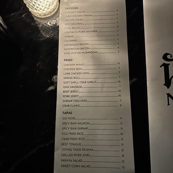 Noir Bar - Tapas menu - Bars Near Me - Orlando, Florida