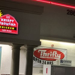 Chevron - Sign that CLEARLY states, that Thrifty Ice Cream is open 24 hours.
