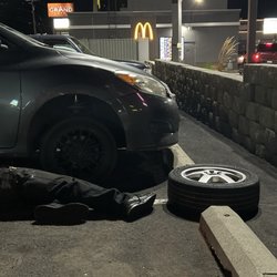 McDonald's - Kendall working hard changing our tire