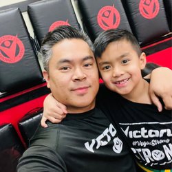 Victory Martial Arts - Shadow Hills - My son and I enjoying a Father and Son bonding during a month of parent and child free sessions.