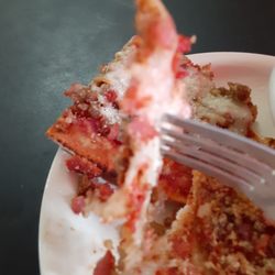 Pizza King - Hard cheese stuck with some yucky toppings pulled from top of pizza. Simply gross.