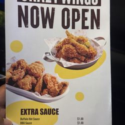 Crazy Wings - Menu as of 4/17/26