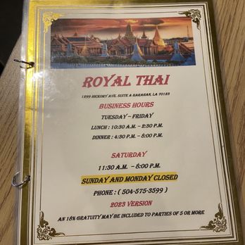 Royal Thai Bistreaux - the menu - Thai Near Me - Harahan, Louisiana Royal Thai Bistreaux - the menu - Thai Near Me - Harahan, Louisiana