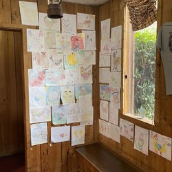 Rooster's - Children's pictures of roosters are here on the wall as you walk in. Very cool.