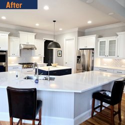 Cabinets painted in snowbound (white) with naval