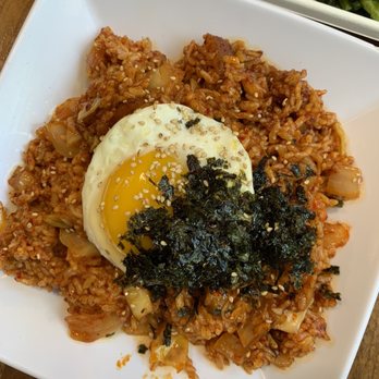 Mom's Tofu House - Closeup of Kimchi Fried Rice - Korean Near Me - Millbrae, California Mom's Tofu House - Closeup of Kimchi Fried Rice - Korean Near Me - Millbrae, California