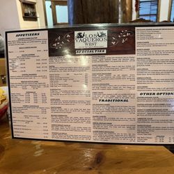 Los Vaqueros West - Menu