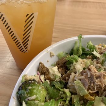 CAVA - Peach green tea and a big salad (Seinfeld) - Mediterranean Near Me - Dedham, Massachusetts