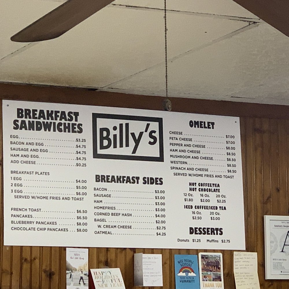 Billy's Sub Shop - Breakfast menu - Diners Near Me - Boston, Massachusetts