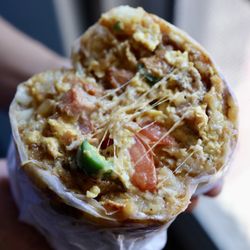 LJ's Lil' Cafe - OG burrito with added jalapeño, onion, bell pepper, and tomato! So good!