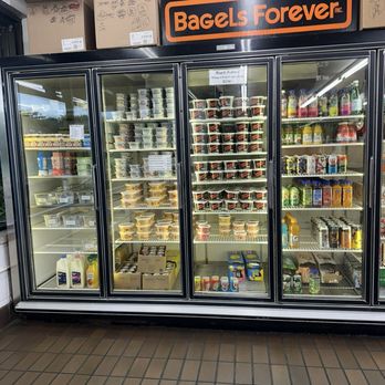 Bagels Forever - Refrigerators with a variety of cream cheeses, drinks, and more - Bagels Near Me - Madison, Wisconsin