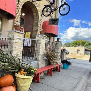 Jordie's Trailside Cafe - a bicycle and pumpkins - American Near Me - Bowlus, Minnesota