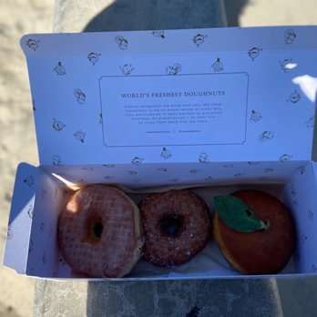 Sidecar Doughnuts & Coffee - Vanilla Bean Glazed, Butter and Salt, and Basil Eggs Benedict - Donuts Near Me - Costa Mesa, California