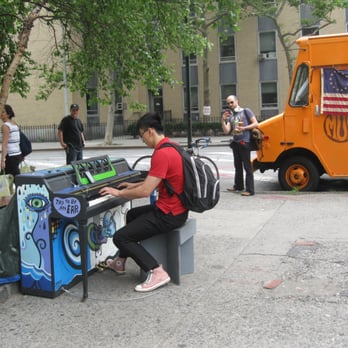 Street Pianos NYC - The piano in Astor Place is right near the mouth of the subway station--and the Mud truck. - Local Flavor Near Me Street Pianos NYC - The piano in Astor Place is right near the mouth of the subway station--and the Mud truck. - Local Flavor Near Me