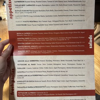 Giostra By Fabio Viviani - Main Menu - Italian Near Me - South Barrington, Illinois