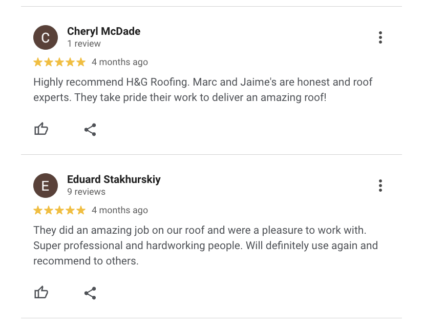 Slide of H & G Roofing