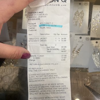 Fashion Q - Original receipt - Women's Clothing Near Me - Reseda, California Fashion Q - Original receipt - Women's Clothing Near Me - Reseda, California