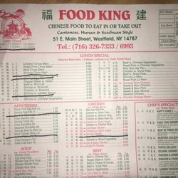 Food King - Top half of menu