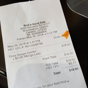 Rick's Good Eats - Bill - Indian Near Me - Mississauga, Ontario Rick's Good Eats - Bill - Indian Near Me - Mississauga, Ontario