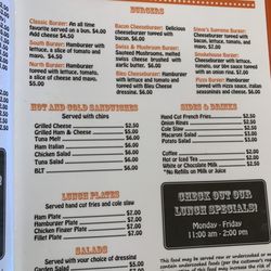 Steves General Store - Lunch menu
