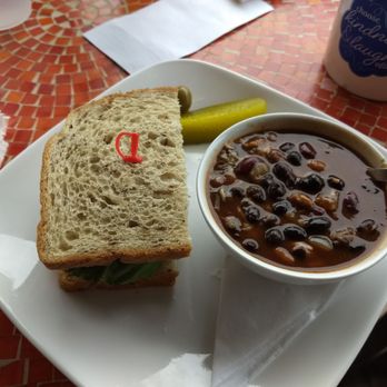 One Flight Up Cafe - 1/2 Sandwich (Chicken Salad) and Soup (Black Bean) - Salad Near Me - Mount Dora, Florida