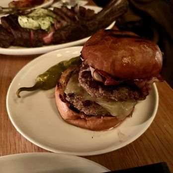 Rolo's - Bacon Double Cheeseburger Grilled Onions, Dijonnaise, Pickled Long Hot - Sandwiches Near Me - Ridgewood, New York Rolo's - Bacon Double Cheeseburger Grilled Onions, Dijonnaise, Pickled Long Hot - Sandwiches Near Me - Ridgewood, New York