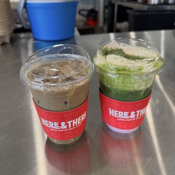 Here & There - Iced London Fog & Strawberry Matcha - Coffee & Tea Near Me - La Mirada, California