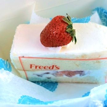Freed's Bakery - Their "World Famous Strawberry Shortcake" cake slice ($8). Pretty disappointing. - Bakeries Near Me - Las Vegas, Nevada Freed's Bakery - Their "World Famous Strawberry Shortcake" cake slice ($8). Pretty disappointing. - Bakeries Near Me - Las Vegas, Nevada