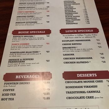 Toni's Italian Restaurant - Menu - Italian Near Me - Shawnee, Kansas Toni's Italian Restaurant - Menu - Italian Near Me - Shawnee, Kansas