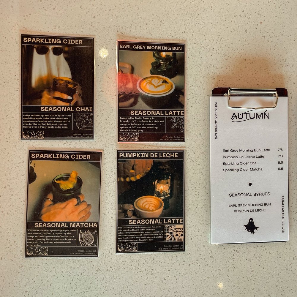 Parallax Coffee Lab - Seasonal Menu - Coffee & Tea Near Me - Wendell, North Carolina Parallax Coffee Lab - Seasonal Menu - Coffee & Tea Near Me - Wendell, North Carolina