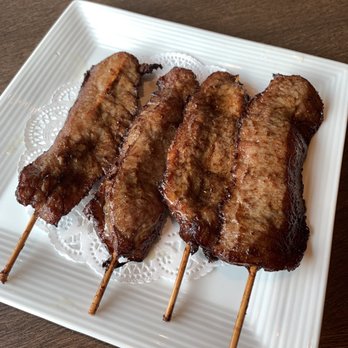 Akashi - beef sticks....not as tender as I'd like plus they have a sweet flavor so I didn't like as much 3.5/5 - Sushi Bars Near Me - Houston, Texas