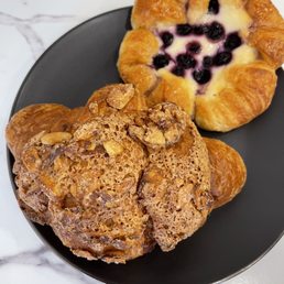 Almond croissant and blueberry/cheese danish Almond croissant and blueberry/cheese danish