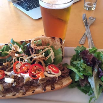 MRK Public - Red wine braised Angus shortrib sandwich - New American Near Me - San Clemente, California MRK Public - Red wine braised Angus shortrib sandwich - New American Near Me - San Clemente, California