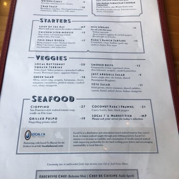 Fete - Menu - New American Near Me - Honolulu, Hawaii