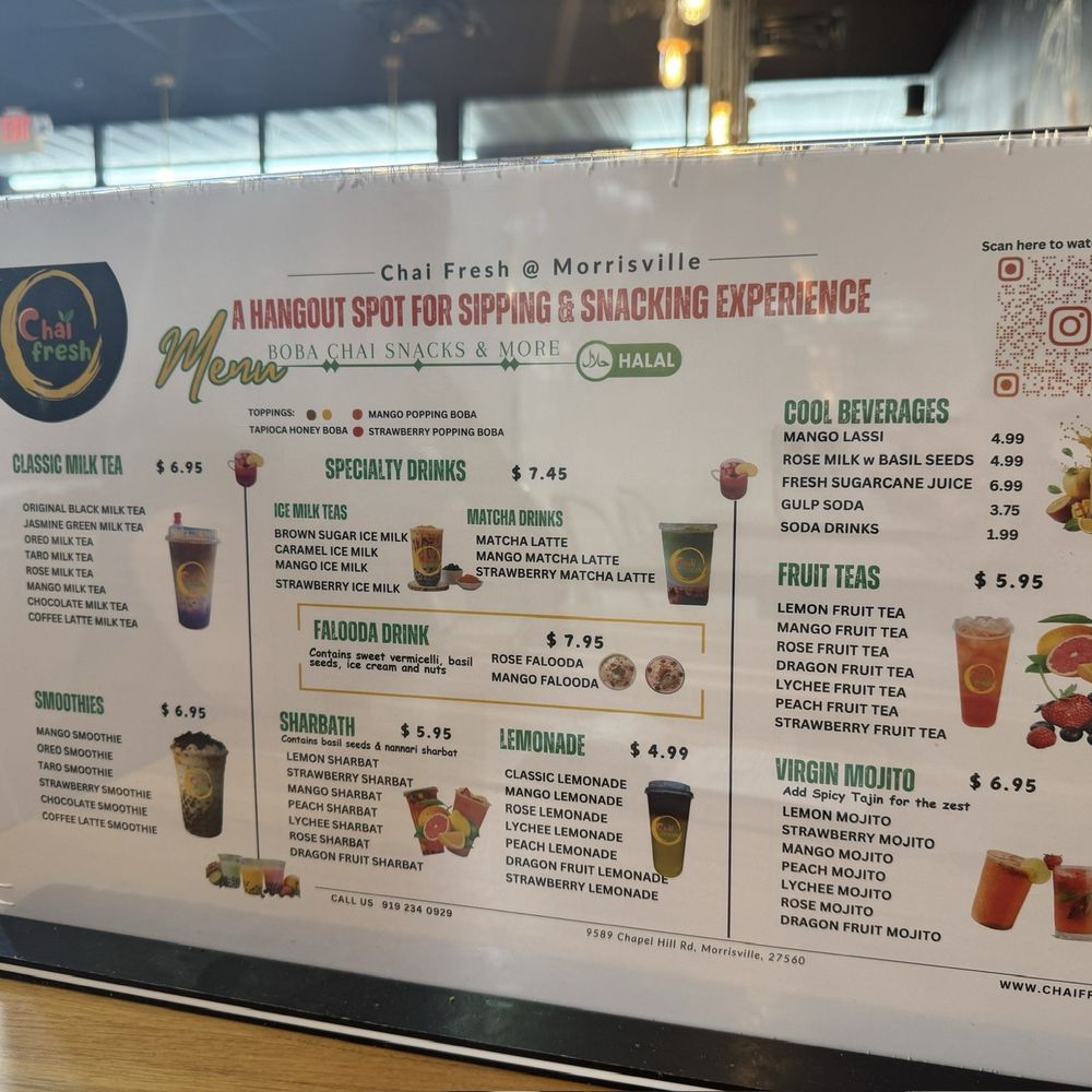 Chai Fresh - Menu card - Coffee & Tea Near Me - Morrisville, North Carolina
