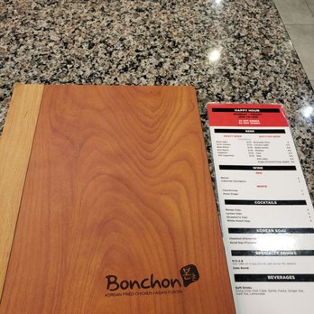 Bonchon Tempe - What a beautiful menu. It's inside a thick wood cover! - Chicken Wings Near Me - Tempe, Arizona Bonchon Tempe - What a beautiful menu. It's inside a thick wood cover! - Chicken Wings Near Me - Tempe, Arizona