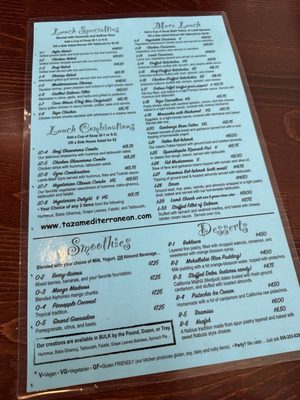 Menu photo 1 Taza Mediterranean Kitchen Middleton, WI Menu photo 1 Taza Mediterranean Kitchen Middleton, WI