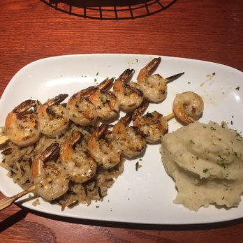 Red Lobster - Grilled shrimp on pilaf with a side of mashies. - Seafood Near Me - Shenandoah, Texas