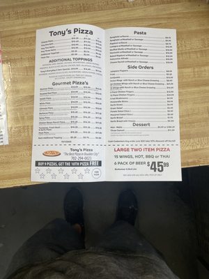 Menu photo 3 Tony's Pizza Boulder City, NV