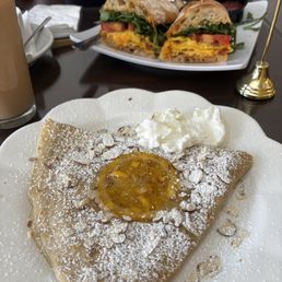 Lorange crepe and breakfast sandwich