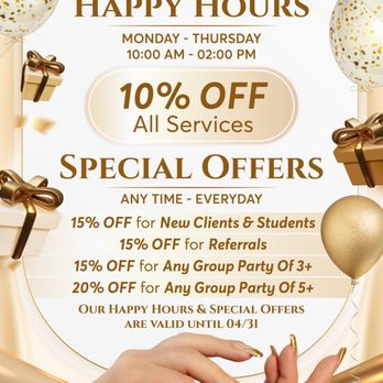 The Nail Pro - Don't miss our &
Our Happy Hours & Offers are valid until 04/31 - Nail Salons Near Me - Lakewood, California The Nail Pro - Don't miss our &
Our Happy Hours & Offers are valid until 04/31 - Nail Salons Near Me - Lakewood, California