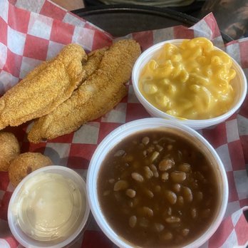 Time To Eat Bistro - Catfish plate with beans and Mac & cheese - Soul Food Near Me - Lewisburg, Tennessee