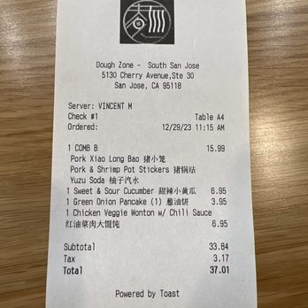 Dough Zone Dumpling House - 5 items and a drink for less than $40 - Dim Sum Near Me - San Jose, California