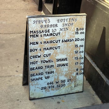 Steve's Editing Barber Shop - Prices - Barbers Near Me - Manhattan, New York Steve's Editing Barber Shop - Prices - Barbers Near Me - Manhattan, New York